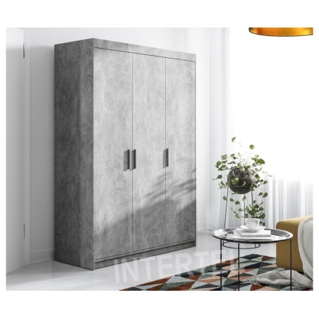 Schrank, Kleiderschrank 3-türig 133 cm, Beton hell, SELENA