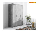 Schrank, Kleiderschrank 3-türig 133 cm, Beton hell, SELENA