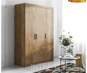 Kleiderschrank 3-türig 133 cm, Schrank in Lefkas Eiche, SELENA
