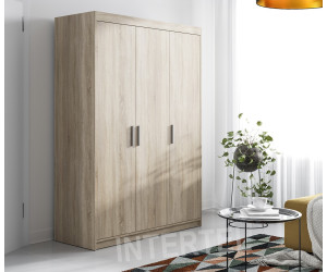 Kleiderschrank 3-türig 133 cm, Schrank Sonoma Eiche, SELENA