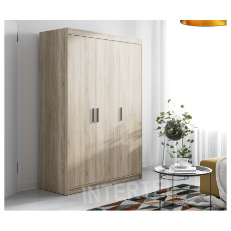 Kleiderschrank 3-türig 133 cm, Schrank Sonoma Eiche, SELENA