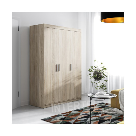 Kleiderschrank 3-türig 133 cm, Schrank Sonoma Eiche, SELENA