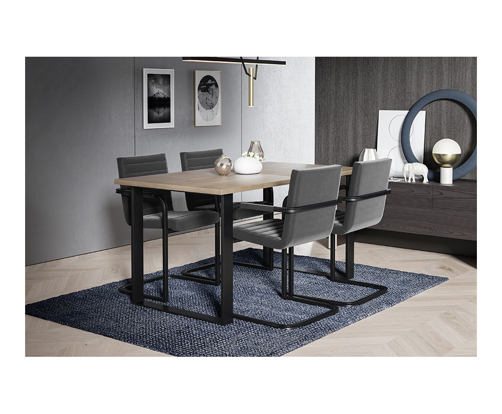 Essgruppe: Esstisch MODERN M5 80x125 cm + 4x Stühle MODERN M32 mit Metallrahmen