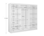 Schiebetürenschrank weiß 240 cm mit Lacobel-Glas, Kleiderschrank 3-türig, MARTEN SZ5 Schiebetürenschrank weiß 240 cm mit Lacobel-Glas, Kleiderschrank 3-türig, MARTEN SZ5