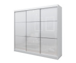Schiebetürenschrank weiß 240 cm mit Lacobel-Glas, Kleiderschrank 3-türig, MARTEN SZ5 Schiebetürenschrank weiß 240 cm mit Lacobel-Glas, Kleiderschrank 3-türig, MARTEN SZ5