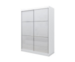 MARTEN SZ5 Schiebetürenschrank weiß 160 cm mit Lacobel-Glas, Kleiderschrank 2-türig