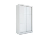 Schiebetürenschrank weiß 150 cm mit Lacobel-Glas, Kleiderschrank 2-türig, MARTEN SZ5