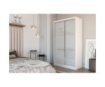 Schiebetürenschrank weiß 120 cm mit Lacobel-Glas, Kleiderschrank 2-türig, MARTEN SZ5