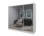 Schiebetürenschrank weiß 240 cm mit Spiegel, Kleiderschrank 3-türig, MARTEN SZ3 Schiebetürenschrank weiß 240 cm mit Spiegel, Kleiderschrank 3-türig, MARTEN SZ3