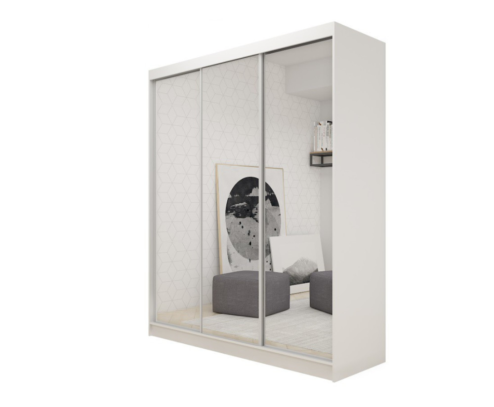 Schiebetürenschrank 180 cm mit Spiegel, Kleiderschrank 3-türig, 4 Farbvarianten, MARTEN SZ3