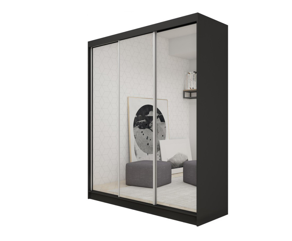 Schiebetürenschrank 180 cm mit Spiegel, Kleiderschrank 3-türig, 4 Farbvarianten, MARTEN SZ3