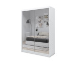 Schiebetürenschrank weiß 160 cm mit Spiegel, Kleiderschrank 2-türig, MARTEN SZ3