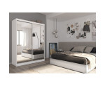 Schiebetürenschrank weiß 160 cm mit Spiegel, Kleiderschrank 2-türig, MARTEN SZ3