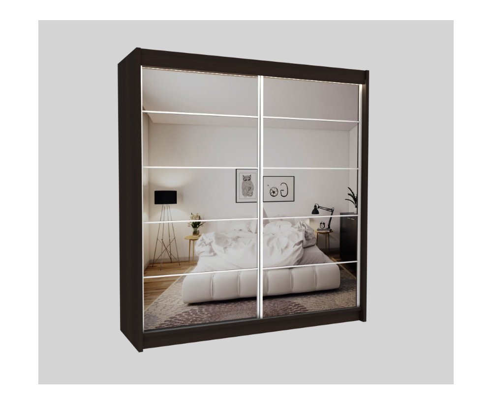 Schiebetürenschrank 200 cm mit Spiegel, Kleiderschrank 2-türig, Farbvarianten, MARTEN SZ4 Schiebetürenschrank 200 cm mit Spiegel, Kleiderschrank 2-türig, Farbvarianten, MARTEN SZ4