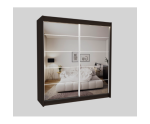Schiebetürenschrank 200 cm mit Spiegel, Kleiderschrank 2-türig, Farbvarianten, MARTEN SZ4 Schiebetürenschrank 200 cm mit Spiegel, Kleiderschrank 2-türig, Farbvarianten, MARTEN SZ4