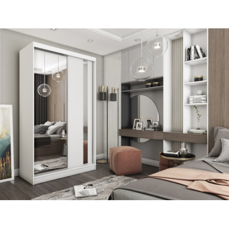 MARTEN SZ2 Schiebetürenschrank 120 cm mit Spiegel und vertikalem Spiegelstreifen, Kleiderschrank 2-türig, Farbvarianten!