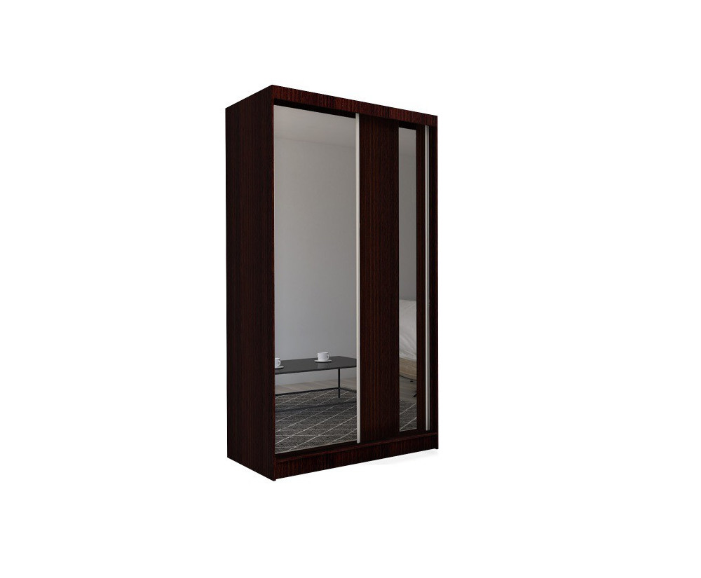 Schiebetürenschrank 150 cm mit Spiegel und vertikalem Spiegelstreifen, Kleiderschrank 2-türig, Farbvarianten, MARTEN SZ2 Schiebetürenschrank 150 cm mit Spiegel und vertikalem Spiegelstreifen, Kleiderschrank 2-türig, Farbvarianten, MARTEN SZ2