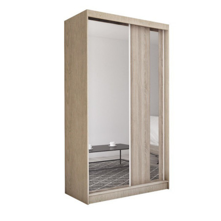 Schiebetürenschrank 150 cm mit Spiegel und vertikalem Spiegelstreifen, Kleiderschrank 2-türig, Farbvarianten, MARTEN SZ2