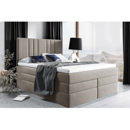 Boxspringbett 140x200 cm, Ehebett mit Bettkasten, hohes Kopfteil, MAGNUS 22B