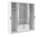 Schrank, Kleiderschrank mit Schubladen, 4-türig 176 cm, weiß, SELENA