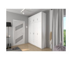 Schrank, Kleiderschrank mit Schubladen, 4-türig 176 cm, weiß, SELENA