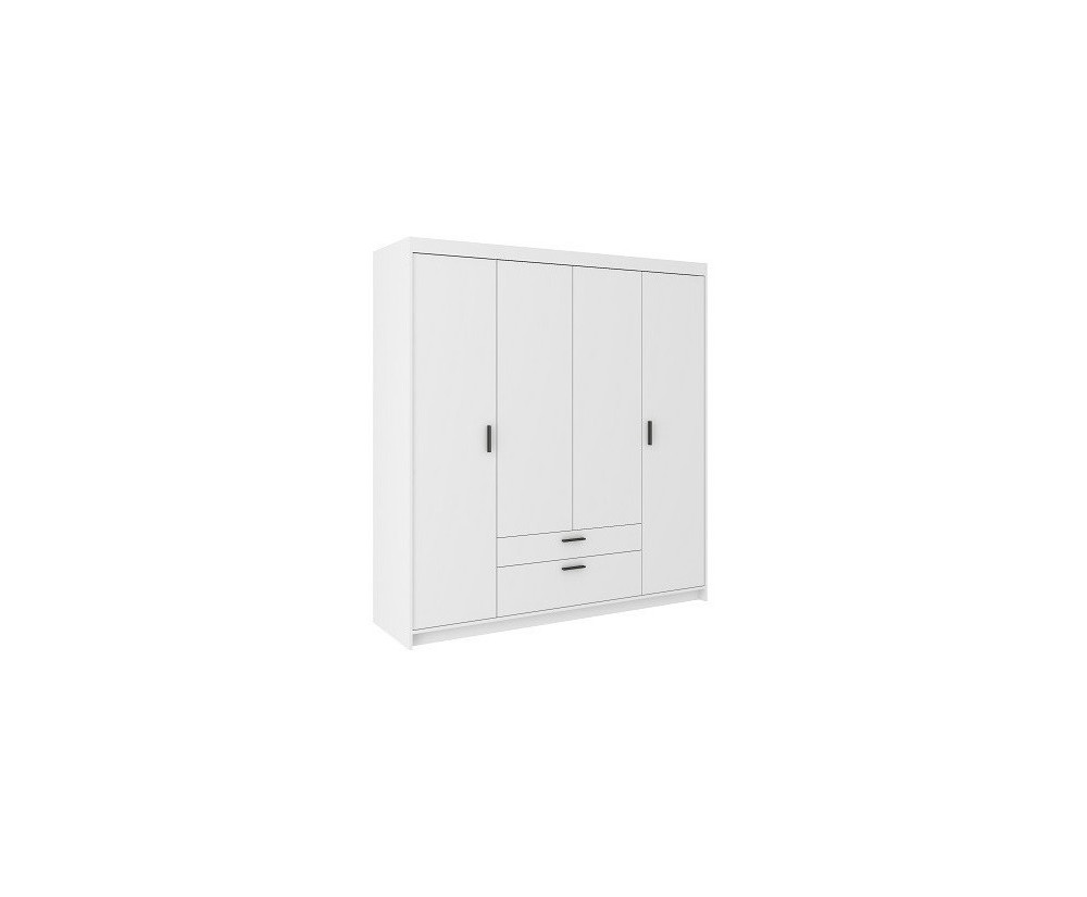 Schrank, Kleiderschrank mit Schubladen, 4-türig 176 cm, weiß, SELENA