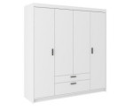 Schrank, Kleiderschrank mit Schubladen, 4-türig 176 cm, weiß, SELENA