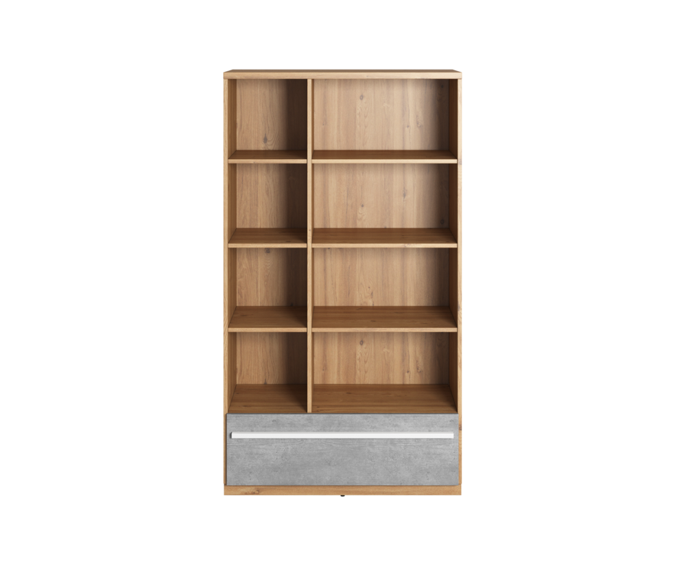 Bücherregal 90 cm, Regal mit einer Schublade, PLANO PN-03