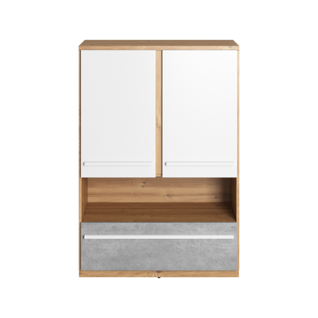 PLANO PN-04 Geschlossenes Regal 90 cm, Bücherregal mit Schrank, Schublade und offenem Fach