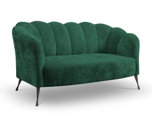 ADRIA Elegantes 2-Sitzer-Sofa Glamour, Rückenlehne in Muschelform, Metallfüße