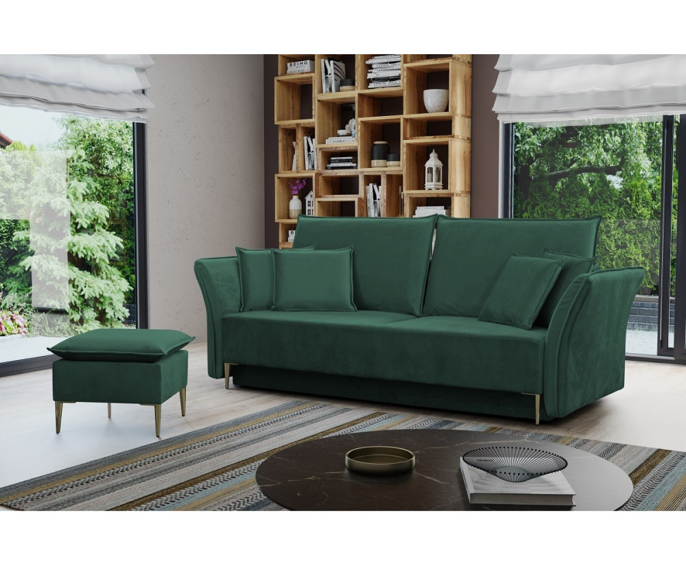 3-Sitzer-Sofa im skandinavischen Stil, mit Schlaffunktion und Bettkasten, BREGI