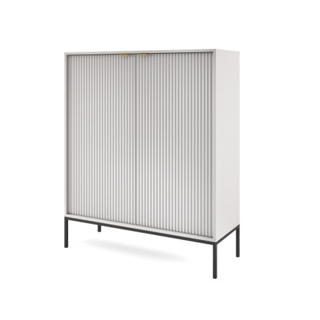 Kommode hoch mit geriffelten Fronten, schwarz / grau, SIENA K104