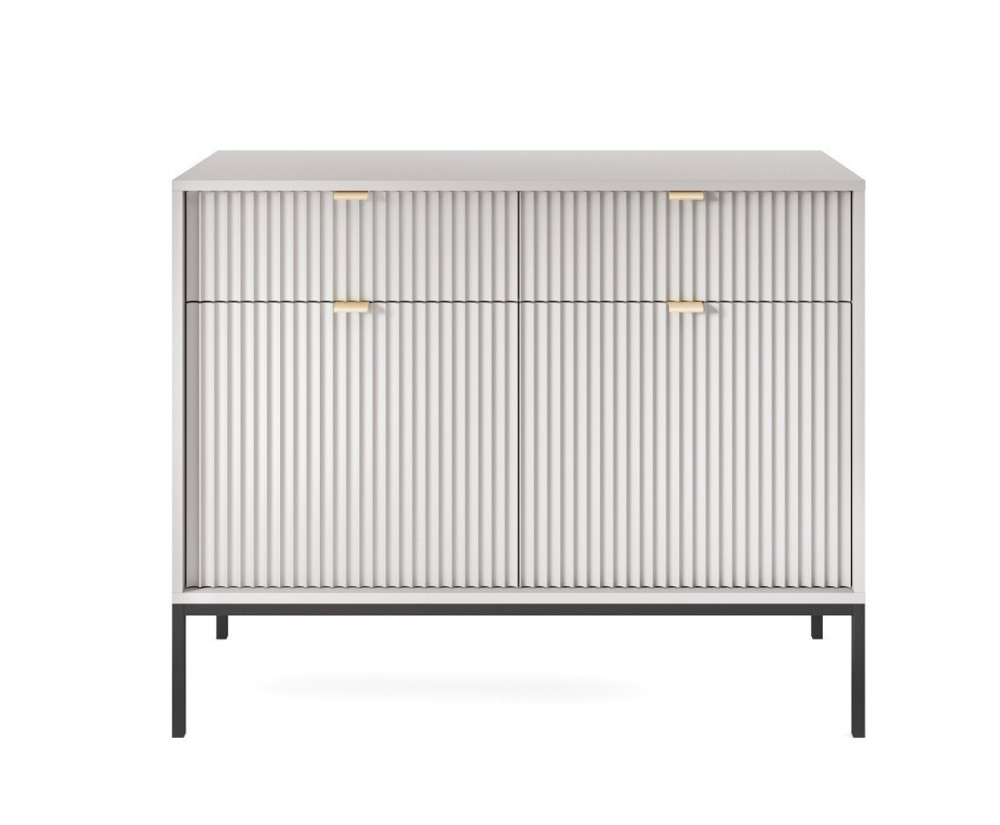 Kommode mit geriffelten Fronten, 2 Farbvarianten: schwarz, grau, SIENA KSZ104