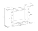 TV Wohnwand, Mediawand, Komplett-Set 4 St., Old Style / Matera, ROMBO XL