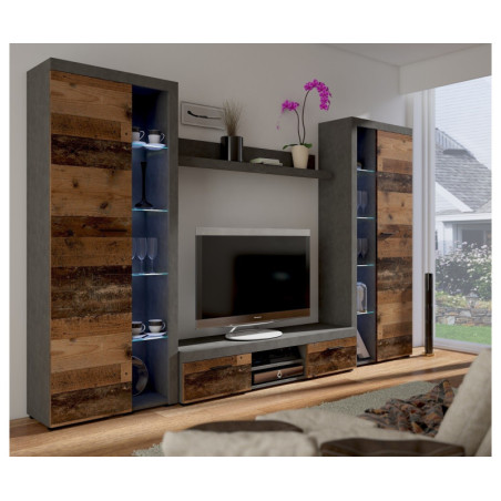 ROMBO XL TV Wohnwand, Mediawand, Komplett-Set 4 St., Old Style / Matera