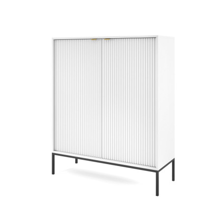 Kommode hoch weiß mit geriffelten Fronten, SIENA K104