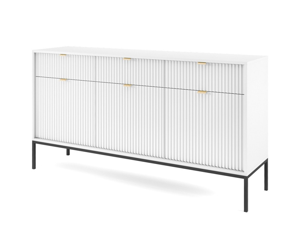 Kommode weiß mit geriffelten Fronten, SIENA KSZ154