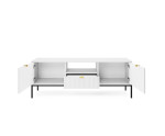 TV Kommode, TV Lowboard, TV Schrank mit geriffelten Türen, Fronten weiß, SIENA RTV154