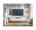 TV Kommode, TV Lowboard, TV Schrank mit geriffelten Türen, Fronten weiß, SIENA RTV154