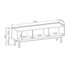TV Schrank für Wohnzimmer, im skandinavischen Stil, Breite 144 cm, Marmordekor, Eiche Riviera, NIKO