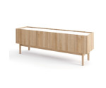 TV Schrank für Wohnzimmer, im skandinavischen Stil, Breite 144 cm, Marmordekor, Eiche Riviera, NIKO