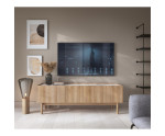 TV Schrank für Wohnzimmer, im skandinavischen Stil, Breite 144 cm, Marmordekor, Eiche Riviera, NIKO