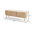 TV Schrank für Wohnzimmer, im skandinavischen Stil, Breite 144 cm, Marmordekor, Eiche Riviera, NIKO