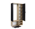 Garderoben-Set mit Spiegel und Lamellen, Flurgarderobe, Artisan+schwarz, MILO