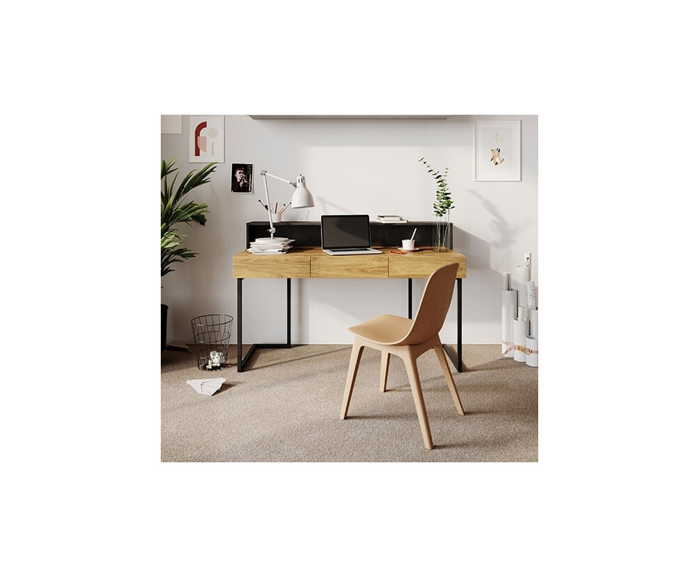 TEEN FLEX Schreibtisch, Bürotisch, Arbeitstisch mit Aufsatz und LED Beleuchtung 150