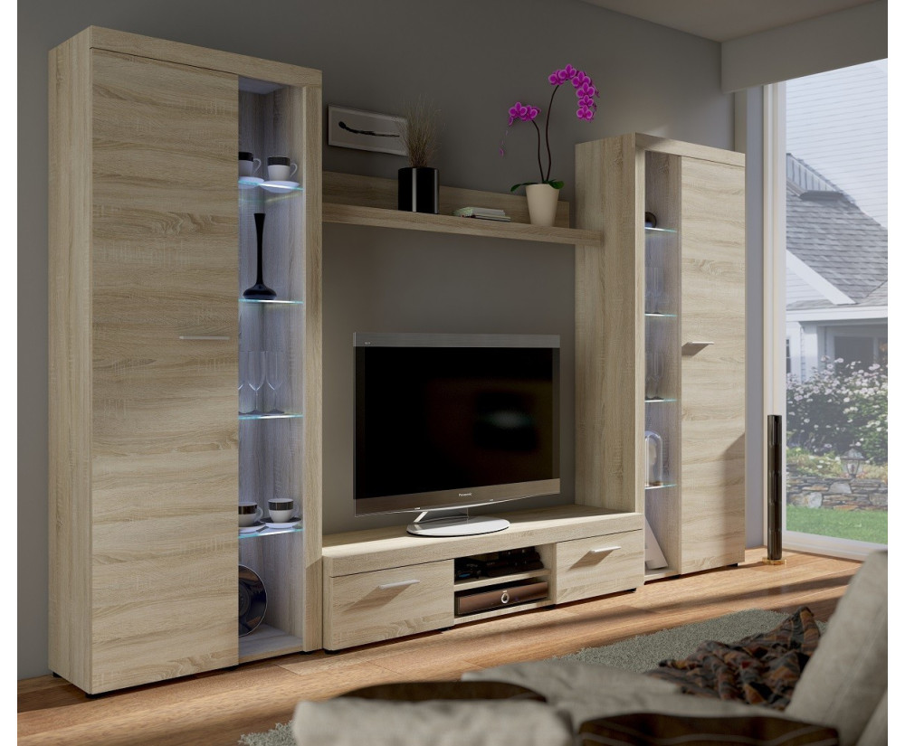 TV Wohnwand, Mediawand, Komplett-Set 4 St., 3 Farbvarianten, ROMBO XL