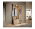 Garderoben-Set, Garderobe Wandpaneel, Schuhschrank, Spiegel + Lamellen, Artisan Eiche/Schwarz, NELA