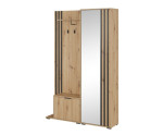 Garderoben-Set, Garderobe Wandpaneel, Schuhschrank, Spiegel + Lamellen, Artisan Eiche/Schwarz, NELA