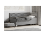 Elegantes Polsterbett 80x200 cm mit Bettkasten, verchromte Füße, DIANA 2M
