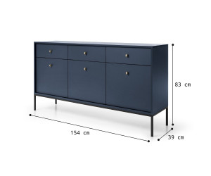 Kommode 3-türig 3 Schubladen sandbeige, ARON MKSZ154